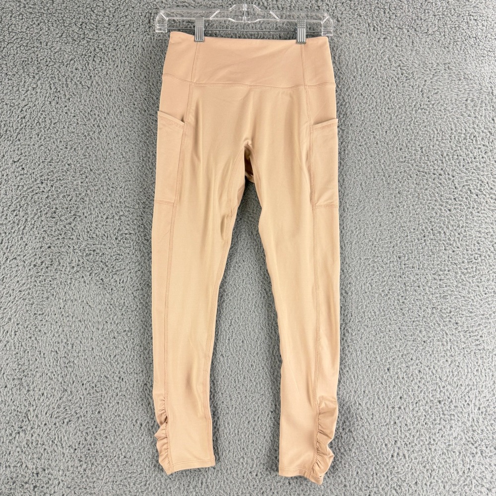 FP Movement Leggings Womens Small Tan Ruched Ankle Pocket‎ Athletic Yoga Pants